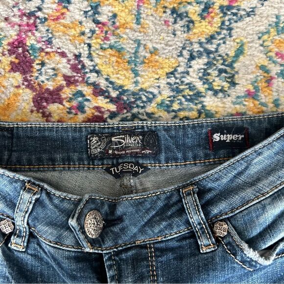 Most Preppy y2k Silver jeans contrast stitch low rise jeans - Picture 5 of 7